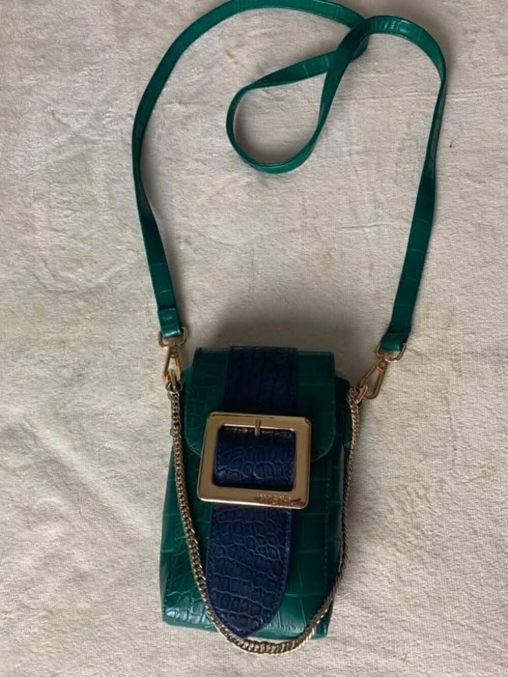 EUC Mark by Avon Crocodile Embossed Faux Leather with Gold Square Buckle Purse